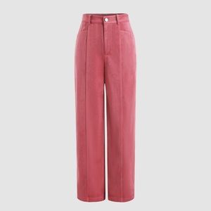 Pink Corduroy Stitching Pants